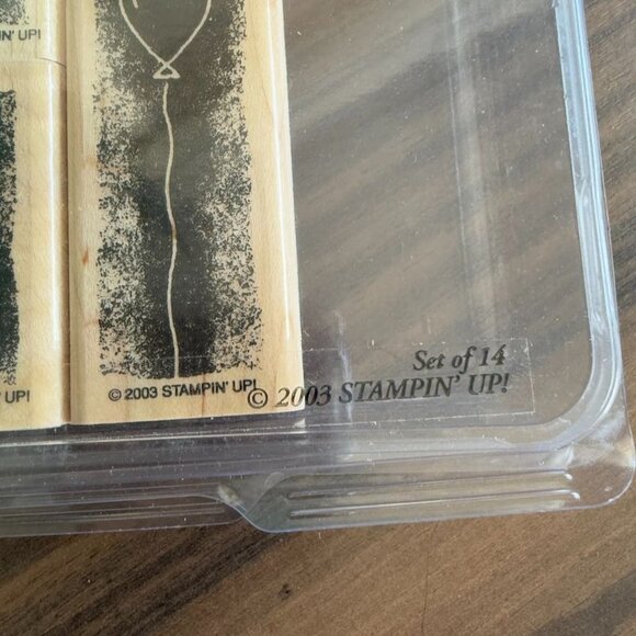 Stampin Up! 2003 Stipple Celebrations Rubber Stamp Set Of 14 In Plastic Case - Picture 3 of 8